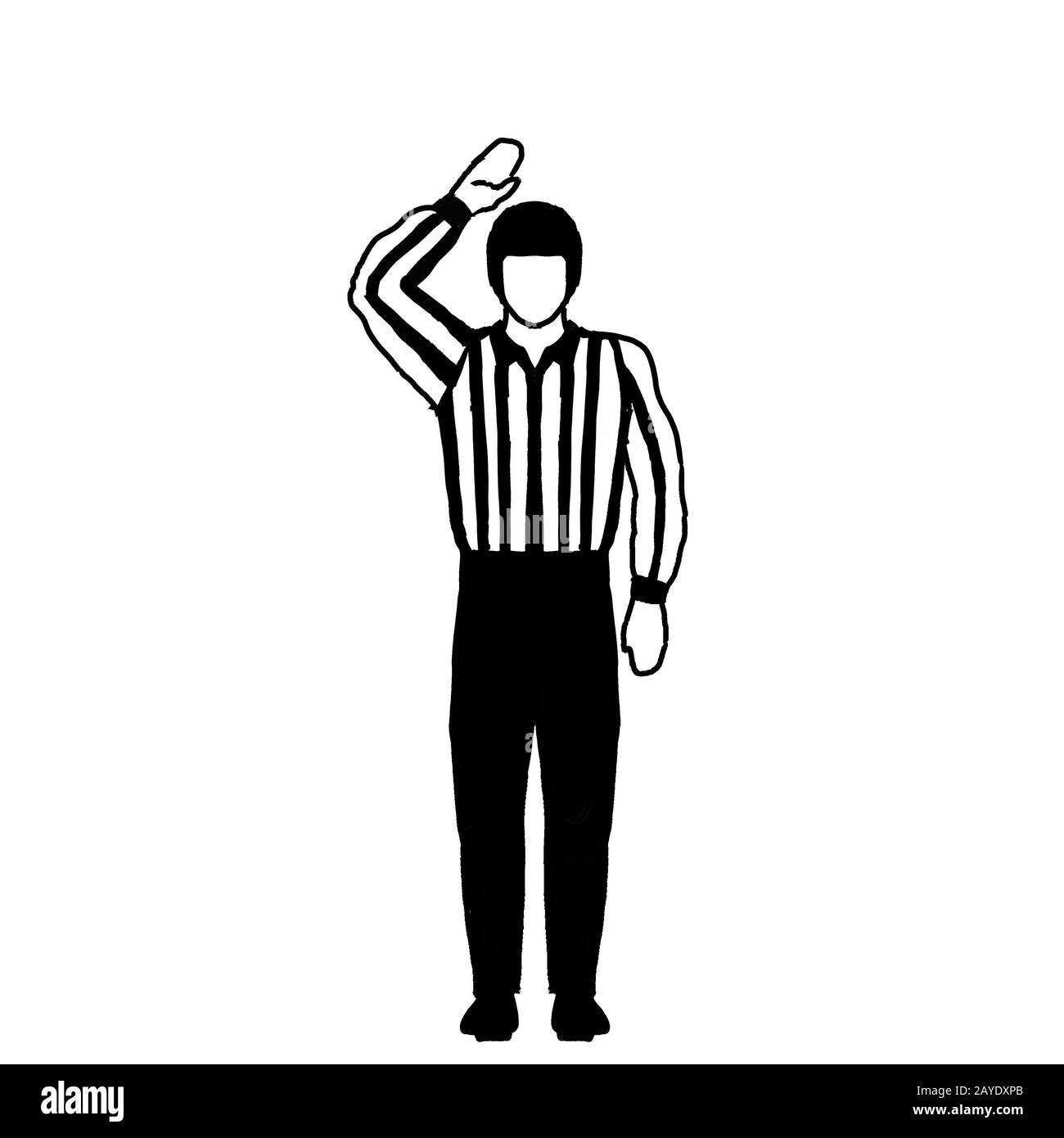 Ice Hockey Official or Referee Hand Signal Drawing Black and White
