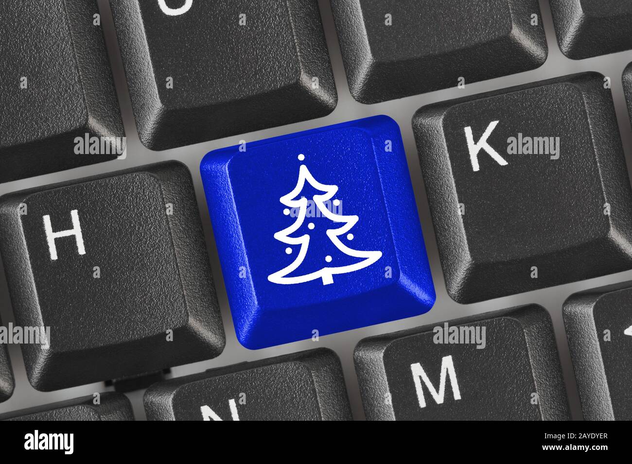 Computer keyboard with Christmas tree key Stock Photo Alamy