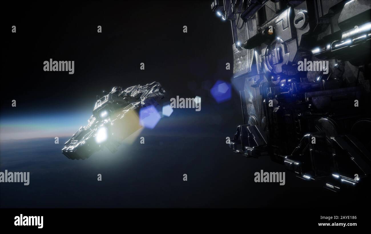 Flying an Animated Space Station Stock Photo - Alamy