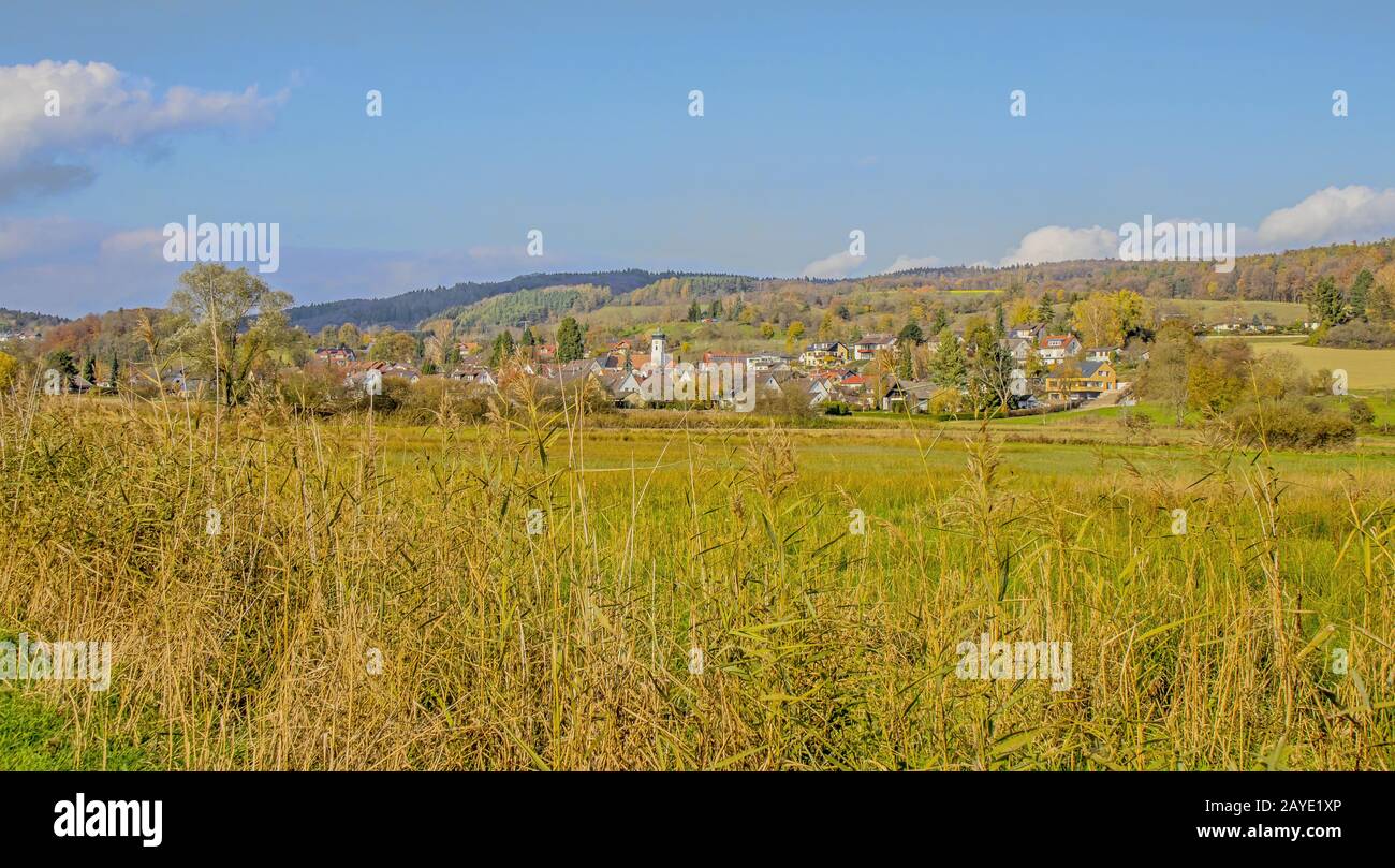 Möggingen with St. Gallus, part of town from Radolfzell at the Lake Constance Stock Photo