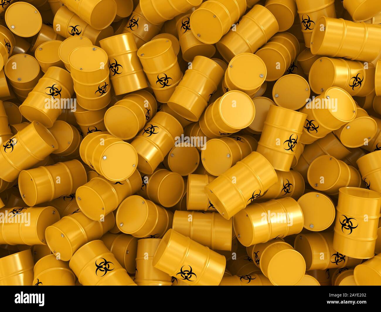 3D rendering biohazard barrels Stock Photo - Alamy