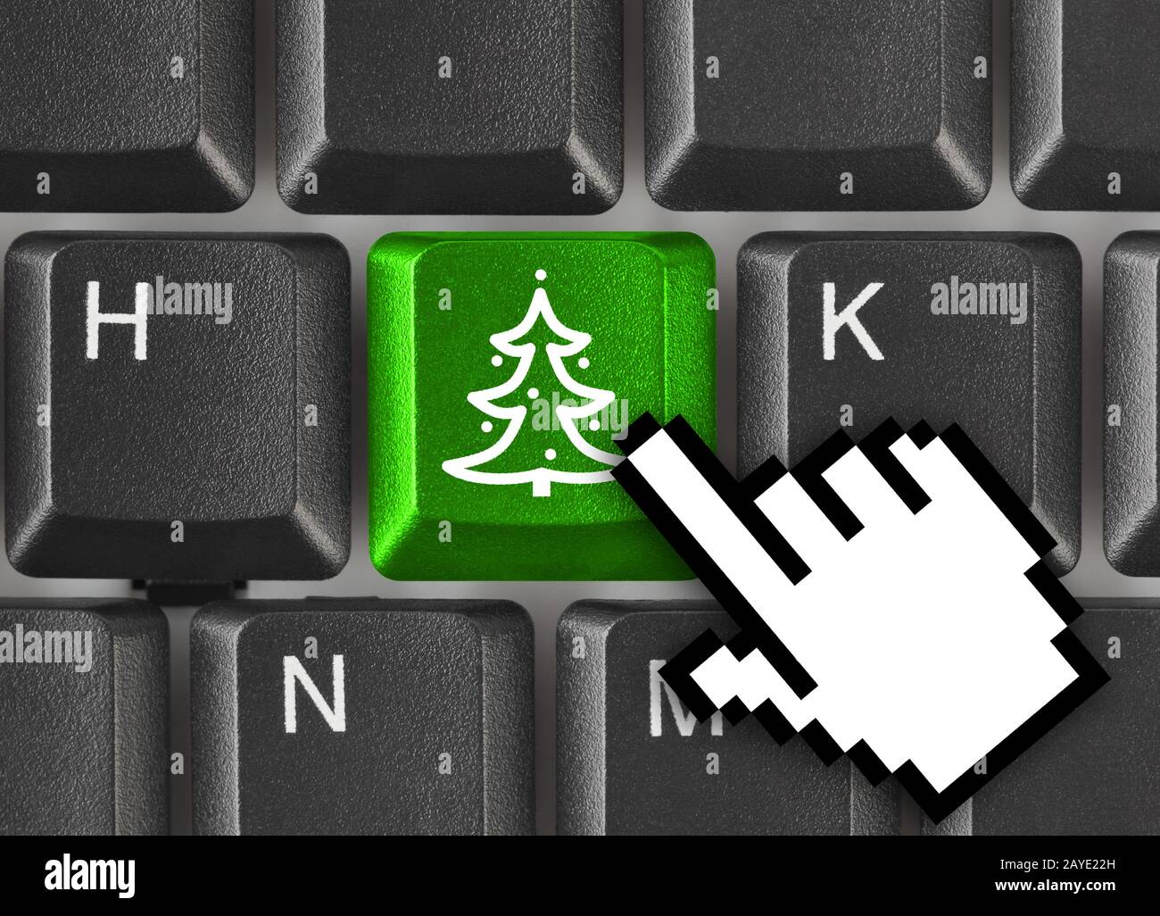 Computer keyboard with Christmas tree key Stock Photo - Alamy