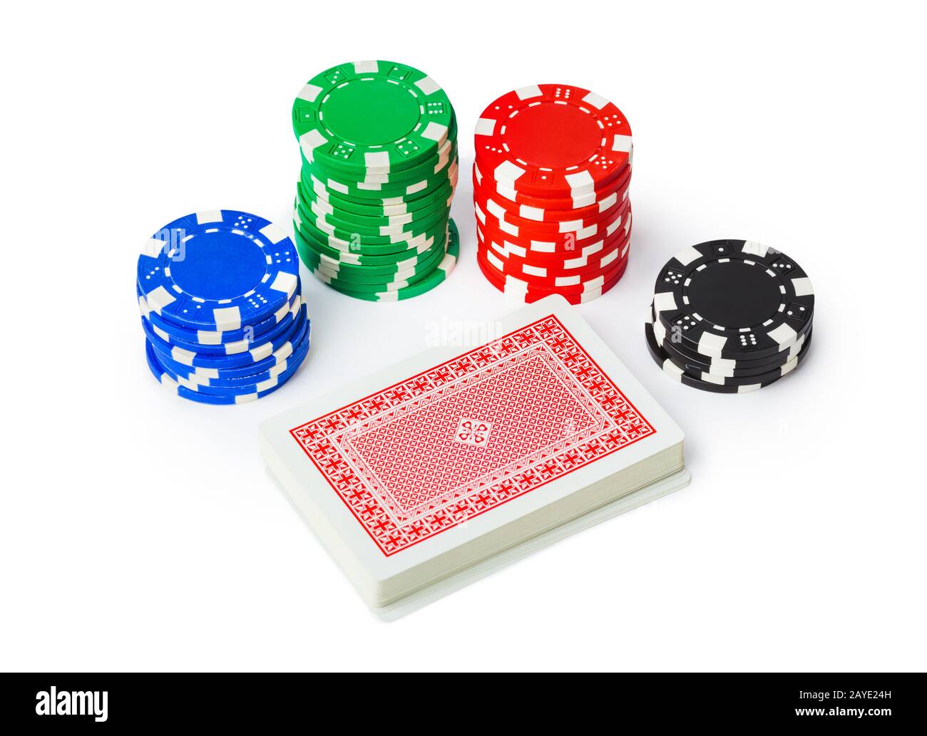 Gambling casino chips and playing cards Stock Photo