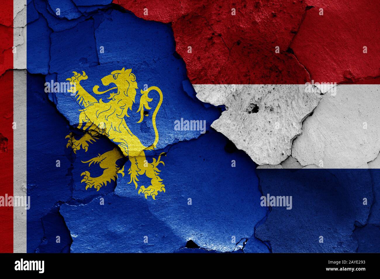flags of Leeuwarden and Netherlands painted on cracked wall Stock Photo ...