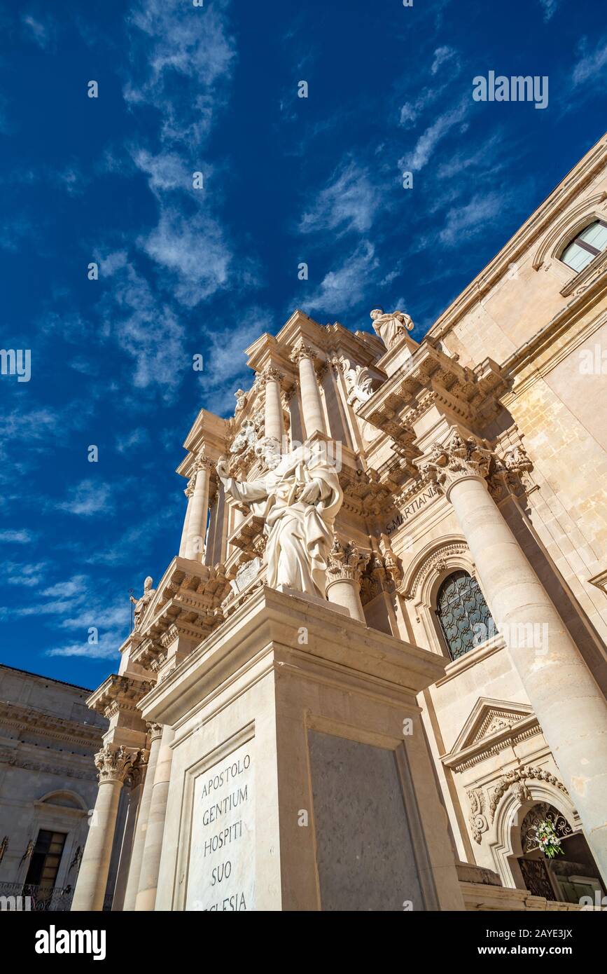 Cathedral of Syracuse in Sicily, Italy Stock Photo