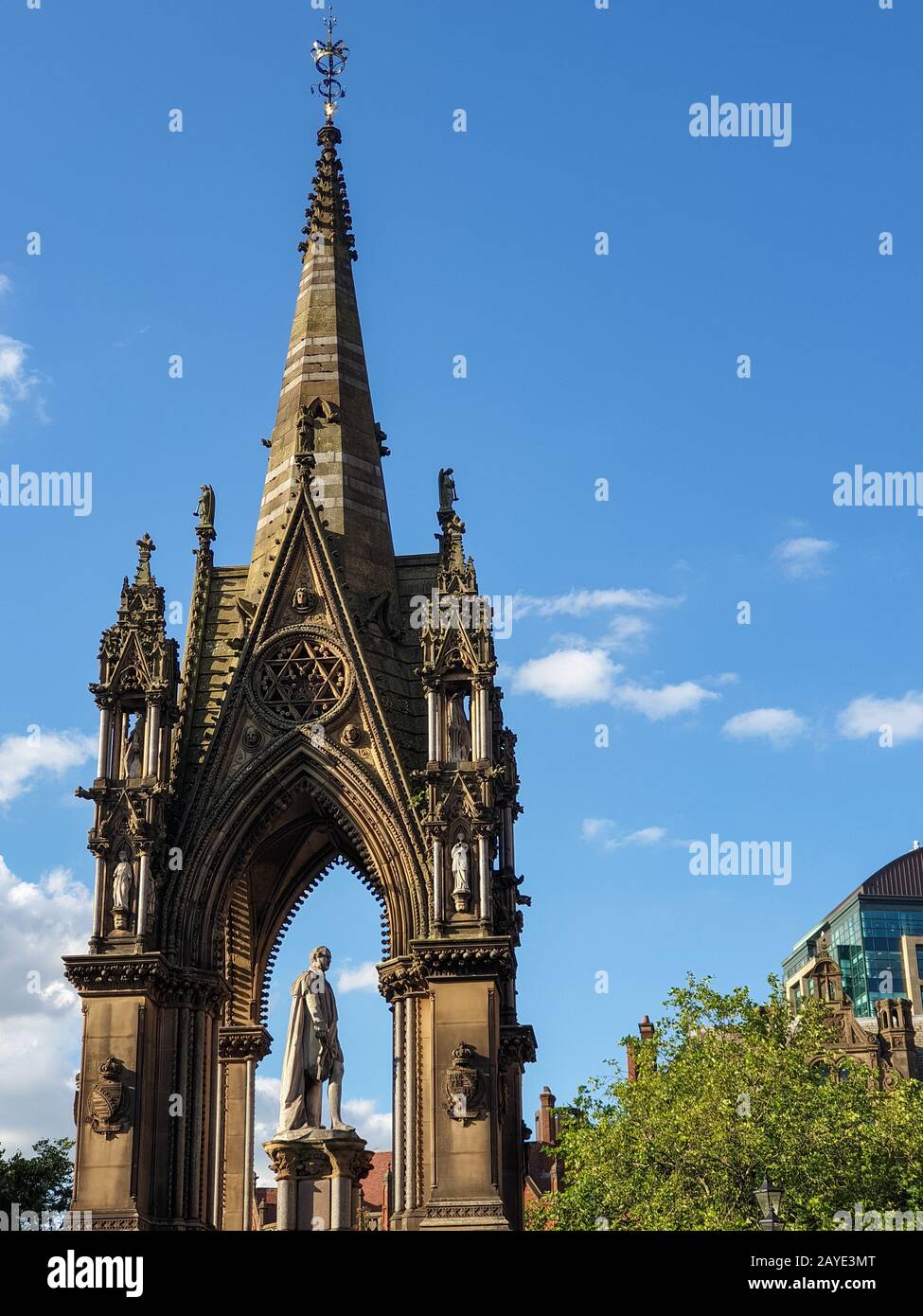 Albert Memorial at the Manchester Twon Hall square. It was designed by Thomas Worthington Stock Photo