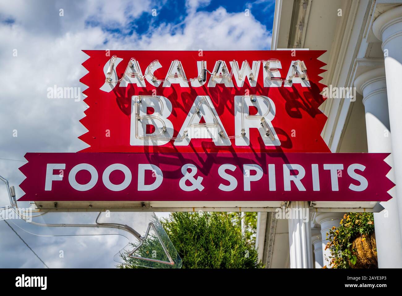 A historic old real old west inn in Three Forks, Montana Stock Photo