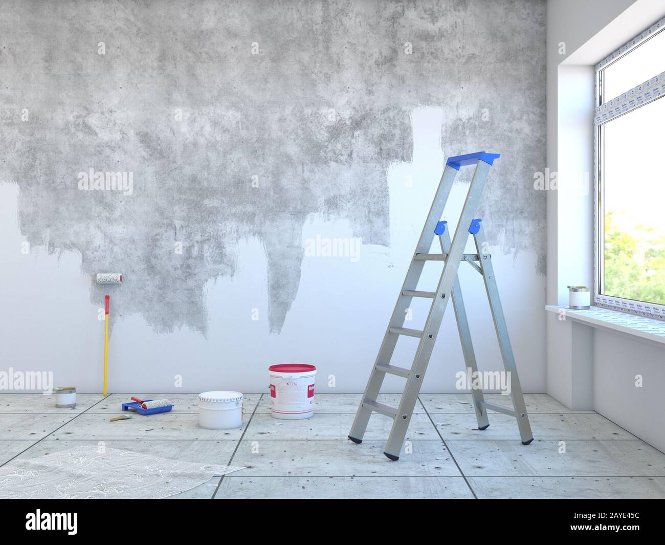 3D rendering wall painting Stock Photo