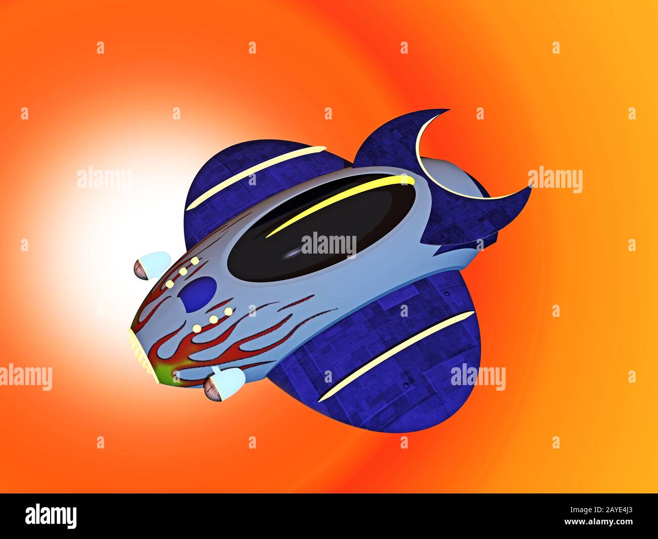 colorful cartoon spaceship Stock Photo