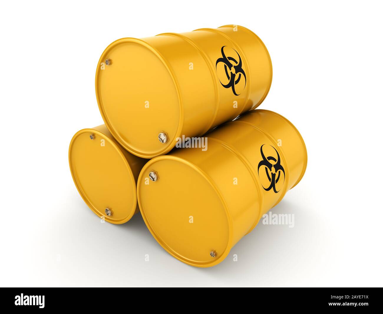 3D rendering biohazard barrels Stock Photo - Alamy