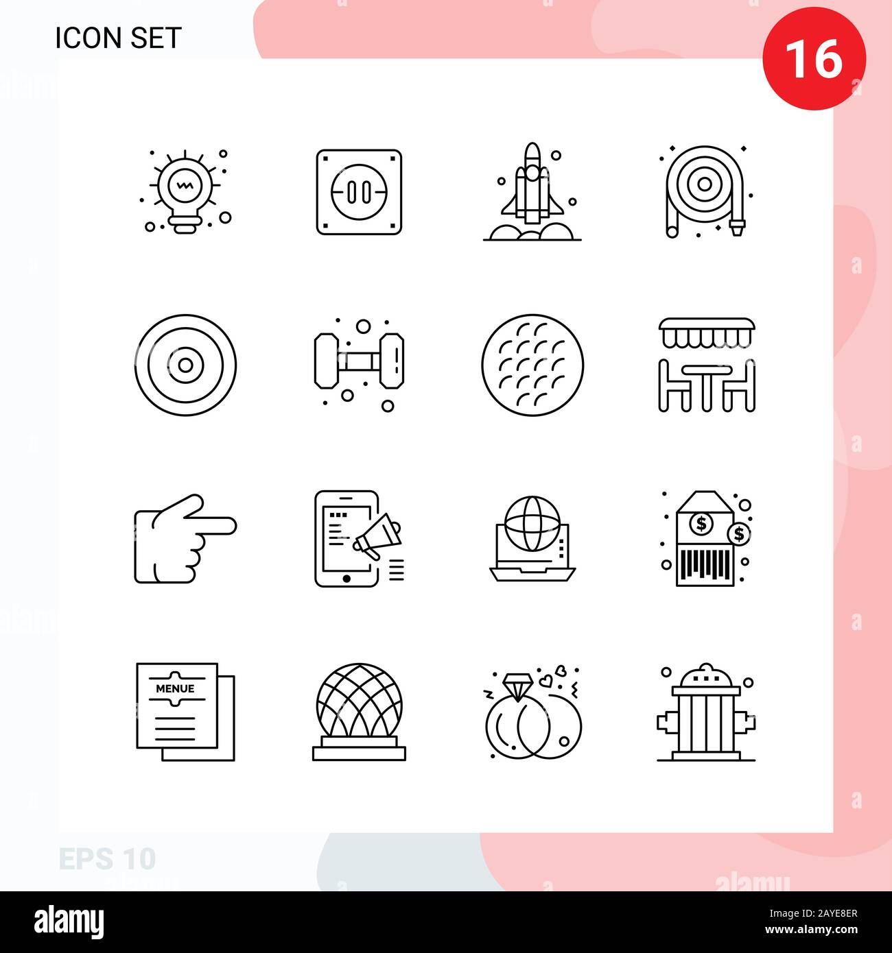 Vector Pack of 16 Icons in Line Style. Creative Outline Pack isolated ...