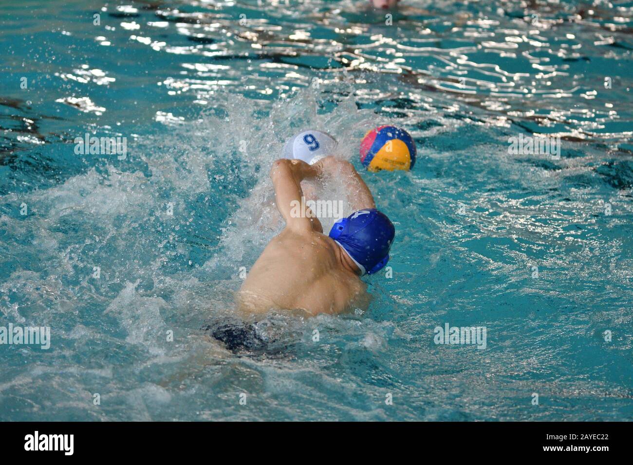 Orenburg, Russia-May 4, 2017 years: the boys play in water polo at the city water polo tournament Stock Photo