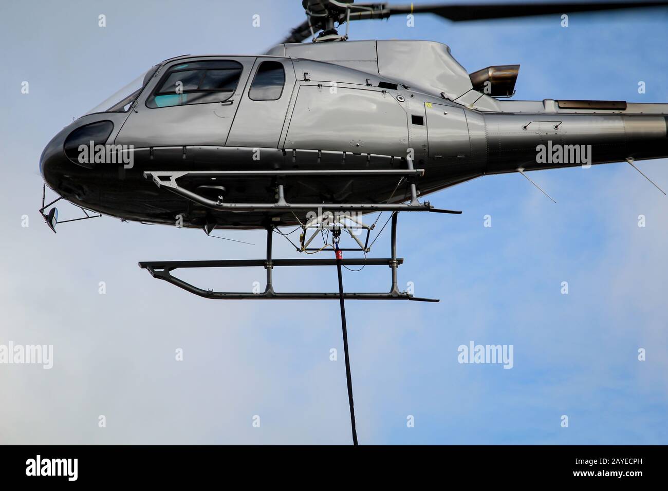 a helicopter for transporting railroad electricity and signal towers and other loads Stock Photo