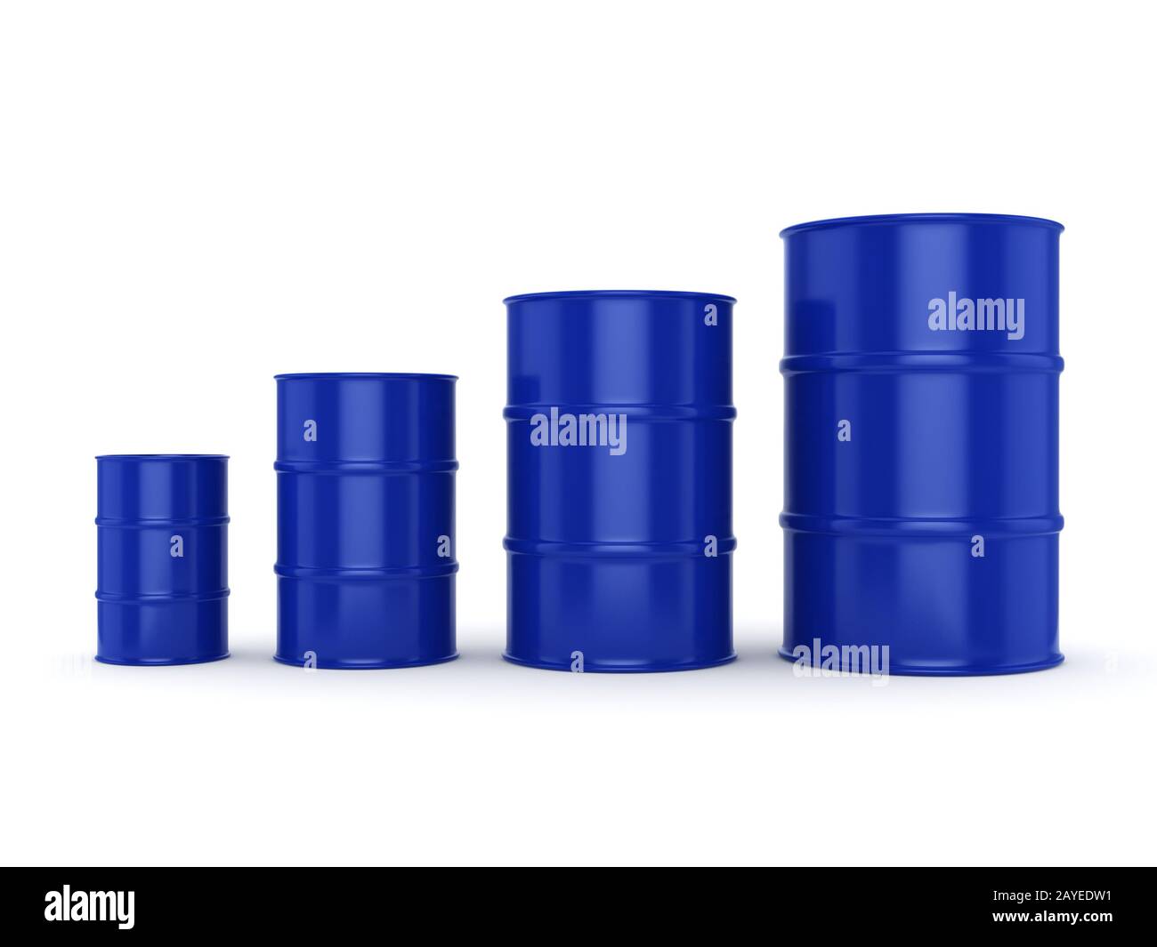 3D rendering blue barrels Stock Photo