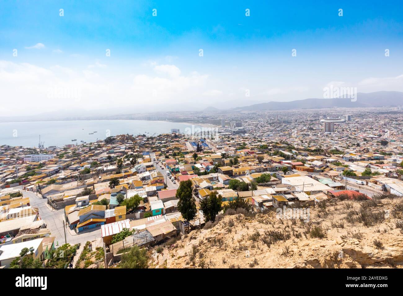 Chile Coquimbo panoramic aerial view of the bay of Serena Stock Photo