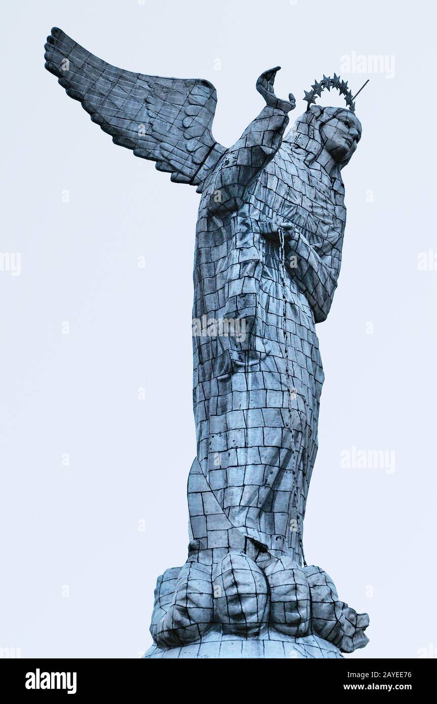 the statue of the Virgin in Quito Ecuador Stock Photo Alamy