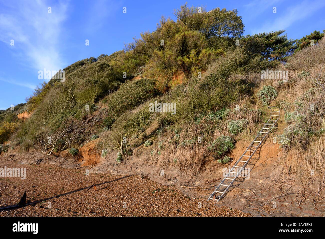 Effects of coastal erosion Bawdsey Ferry Suffolk England Stock Photo