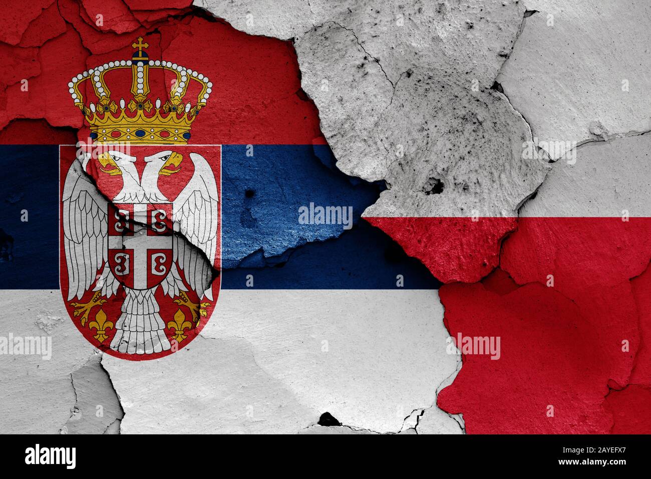 flags of Serbia and Poland painted on cracked wall Stock Photo - Alamy