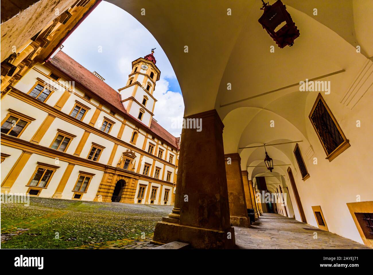 View at Eggenberg palace in Autumn tourist spot, famous travel destination in Styria. Stock Photo