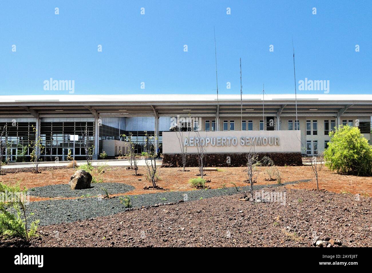 Seymour Airport Galapagos Islands Stock Photo