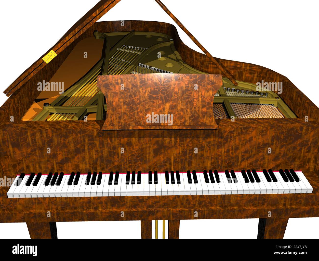 unfolded wooden concert grand piano Stock Photo