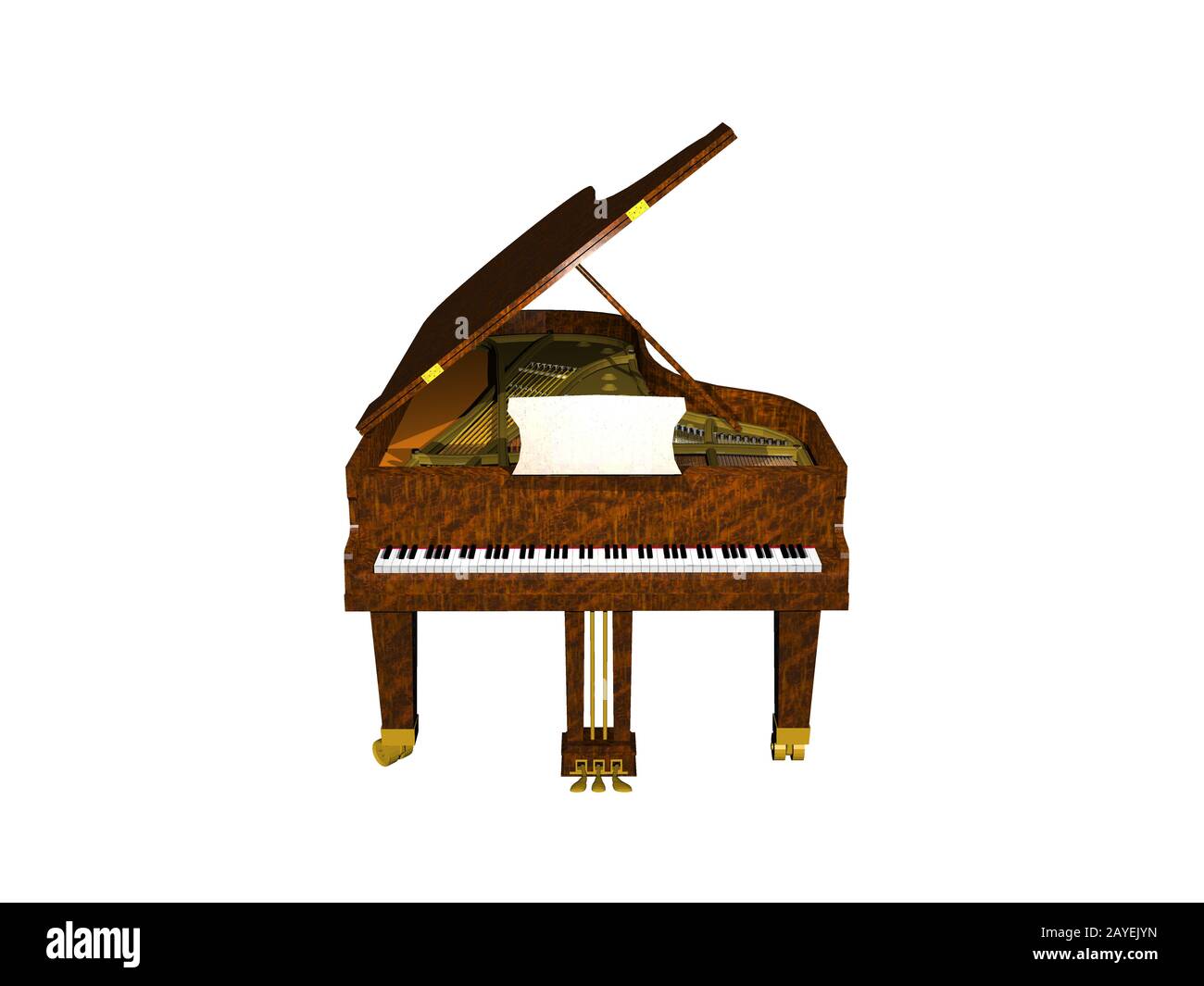 unfolded wooden concert grand piano Stock Photo