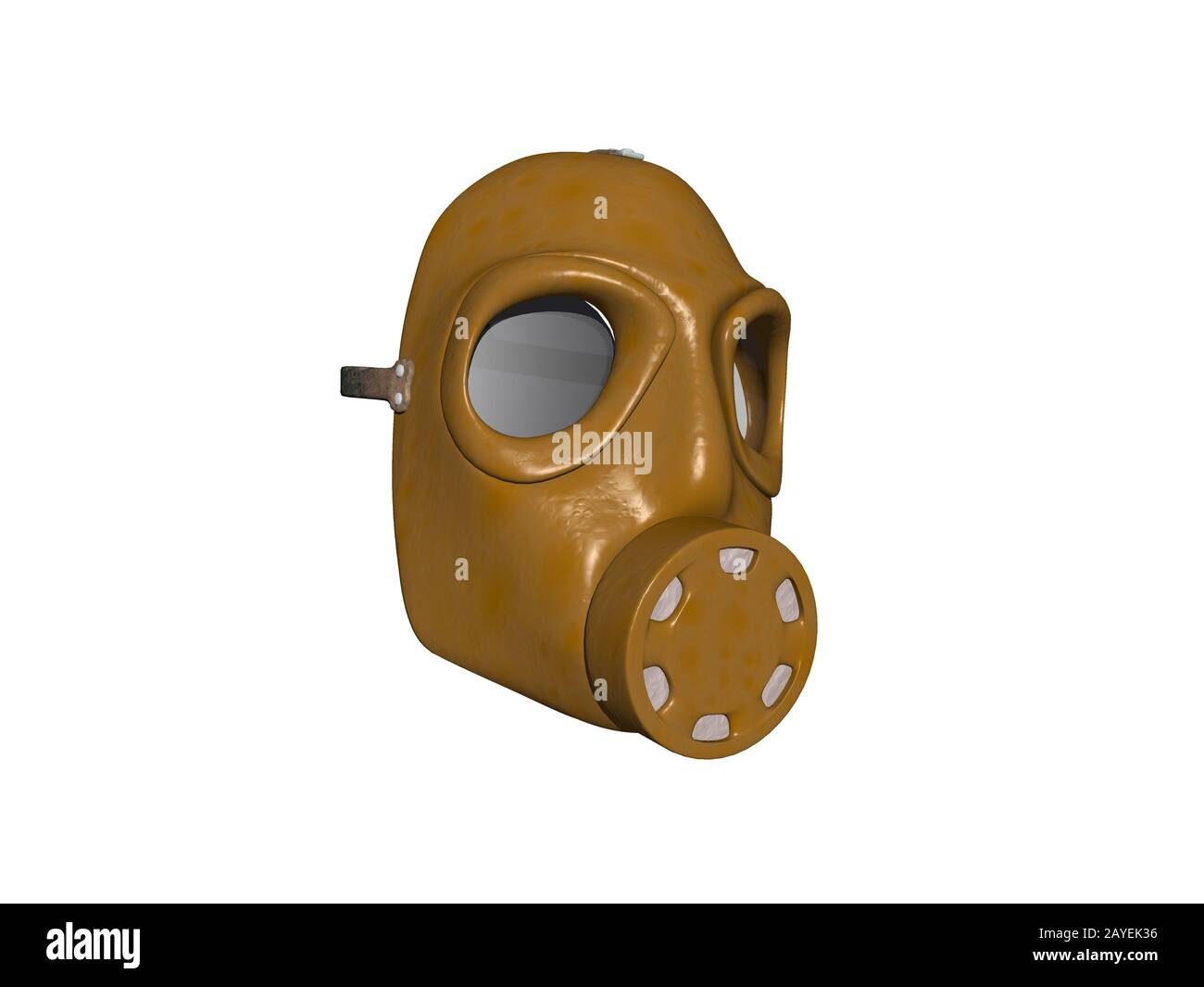 brown rubber gas mask with filter Stock Photo