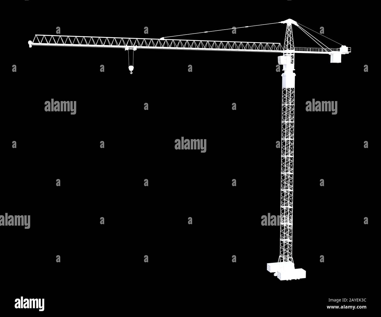 Crane on a construction site with boom and hook Stock Photo