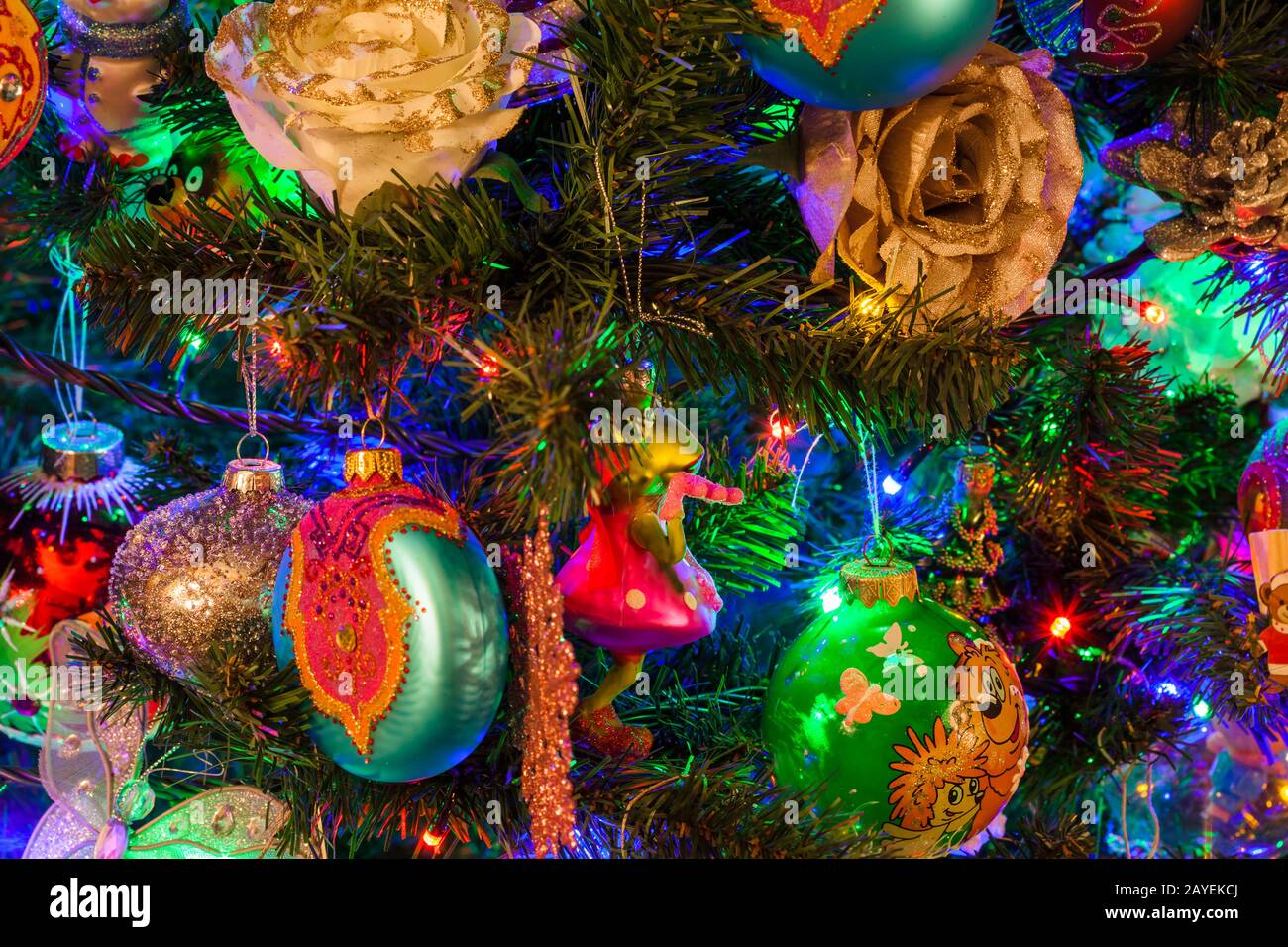 Decorated christmas tree Stock Photo