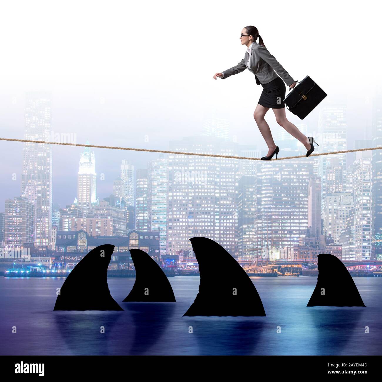 Hand cutting rope in business risk concept Stock Photo - Alamy