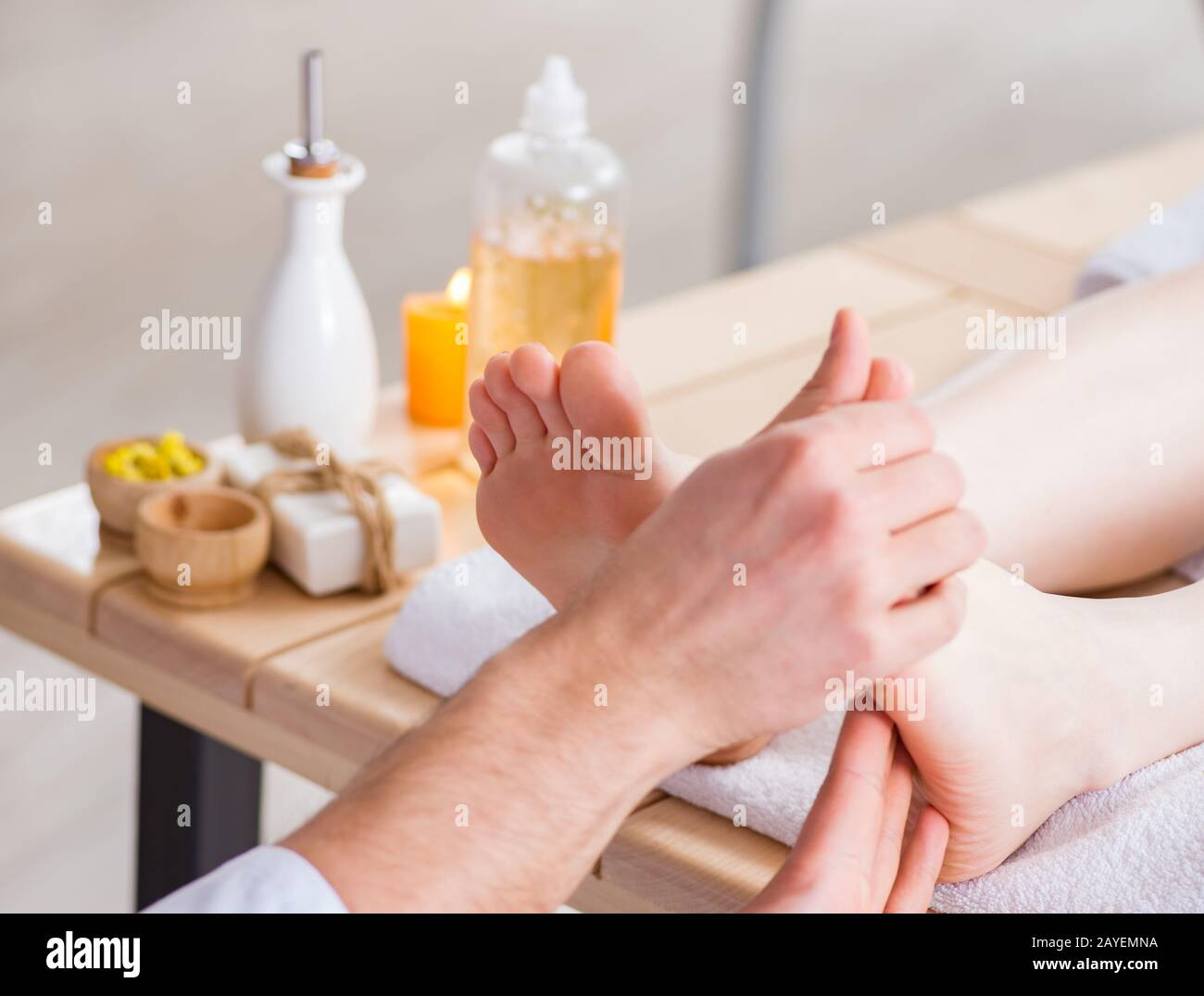 Foot massage in medical spa Stock Photo Alamy