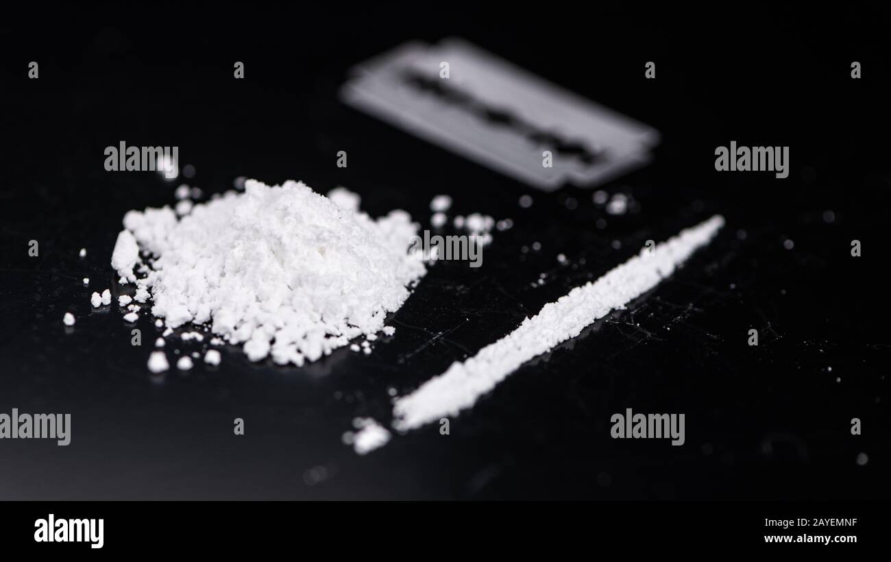 Criminal Concept Cocain Powder Black Table Cocaine Drug Powder