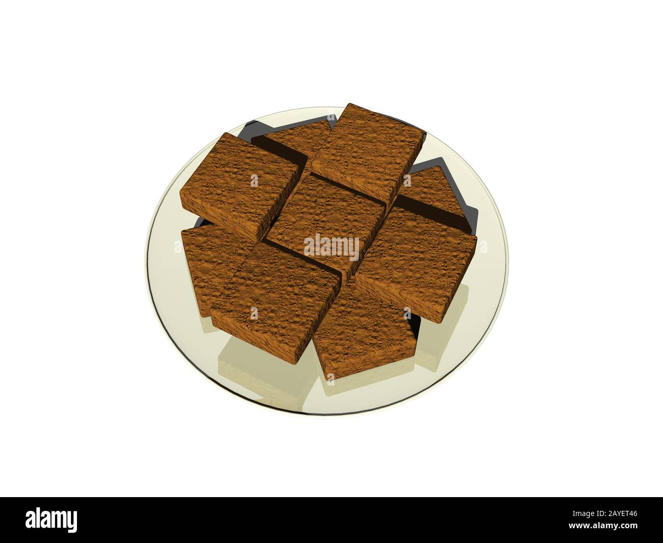 Chocolate cake as square pieces Stock Photo