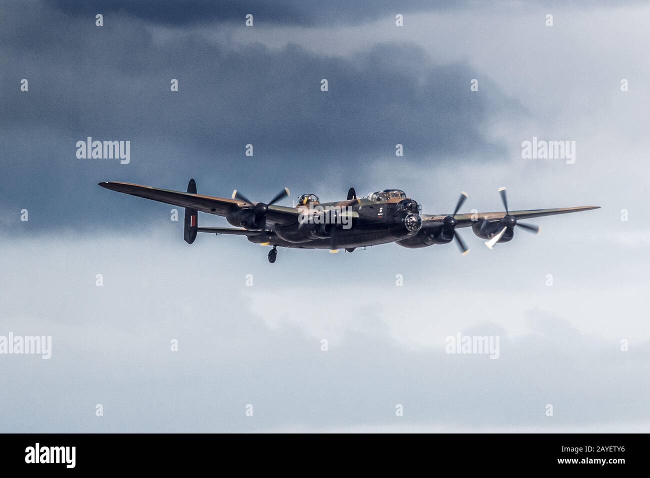 Royal Air Force Battle of Britain Memorial Flight Lancaster B2 bomber at the Newcastle Festival of Flight, Northern Ireland, 2014 Stock Photo