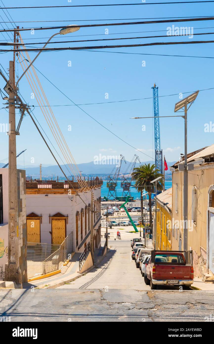 Chile Coquimbo alley in the direction of the sea Stock Photo