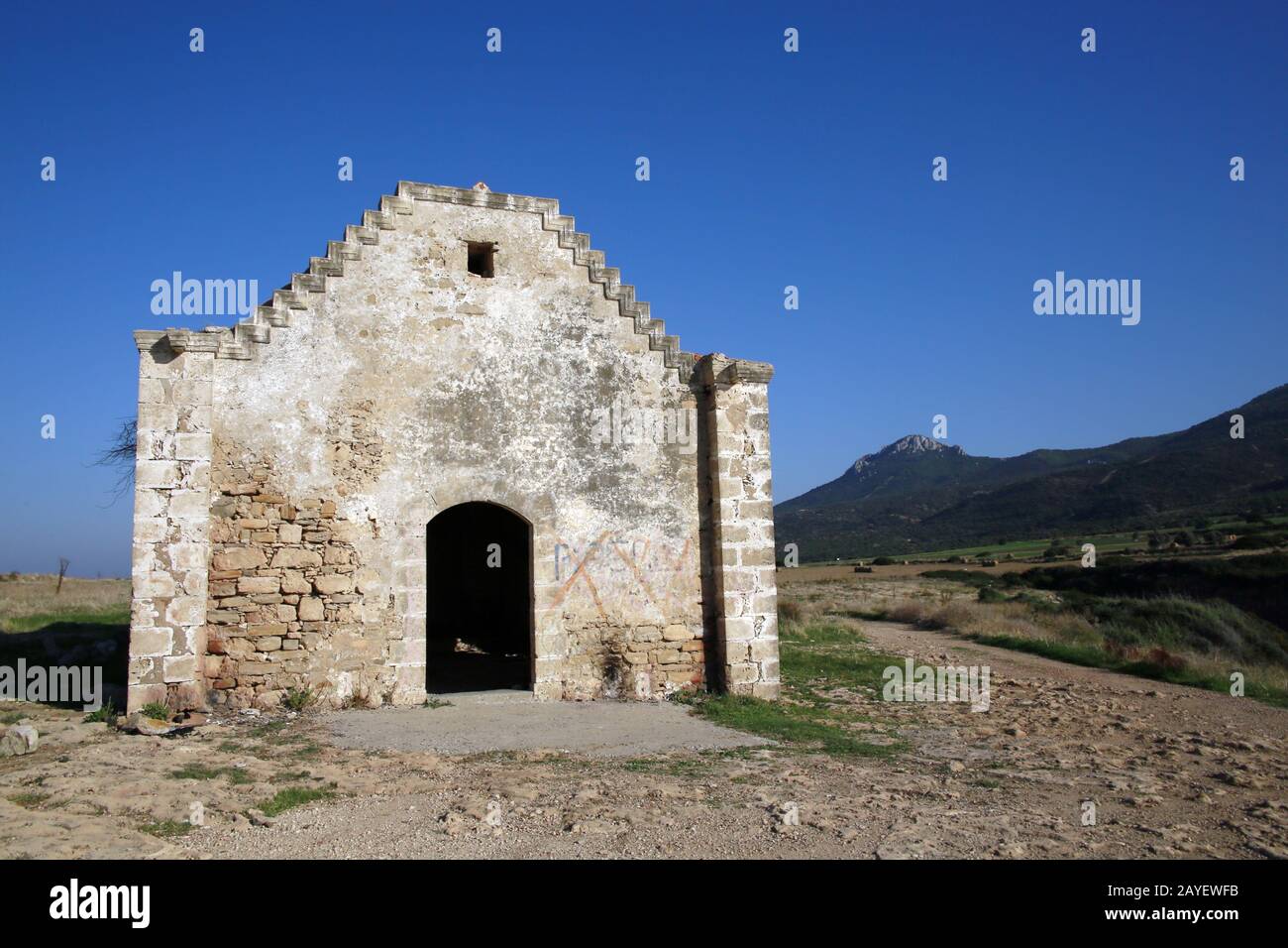 Desecrated church at Kaplica (in Greek Davlos) Stock Photo