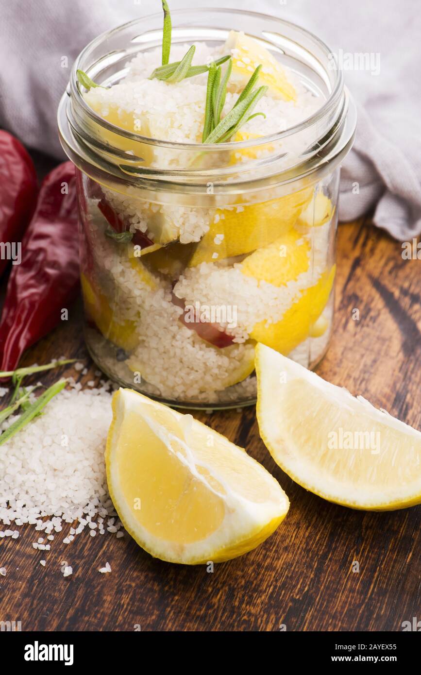 Preserved Lemons With Salt High Resolution Stock Photography and Images