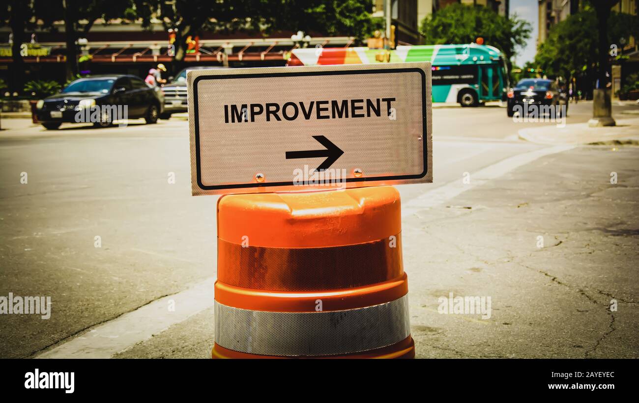 Street Sign to Improvement Stock Photo