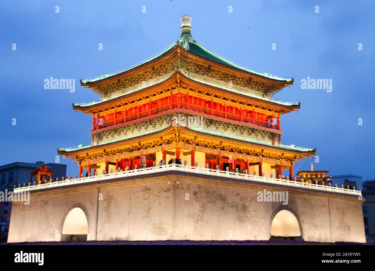Famous bell Tower in the evening, Xi'an, China Stock Photo Alamy