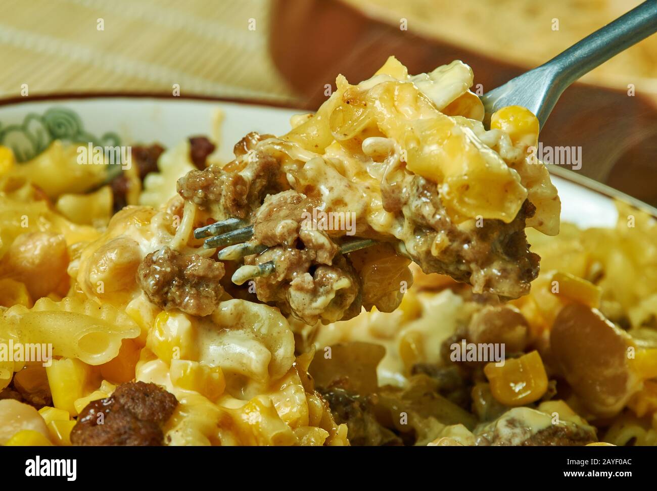 Creamy Cheesy Taco Pasta Bake Stock Photo - Alamy