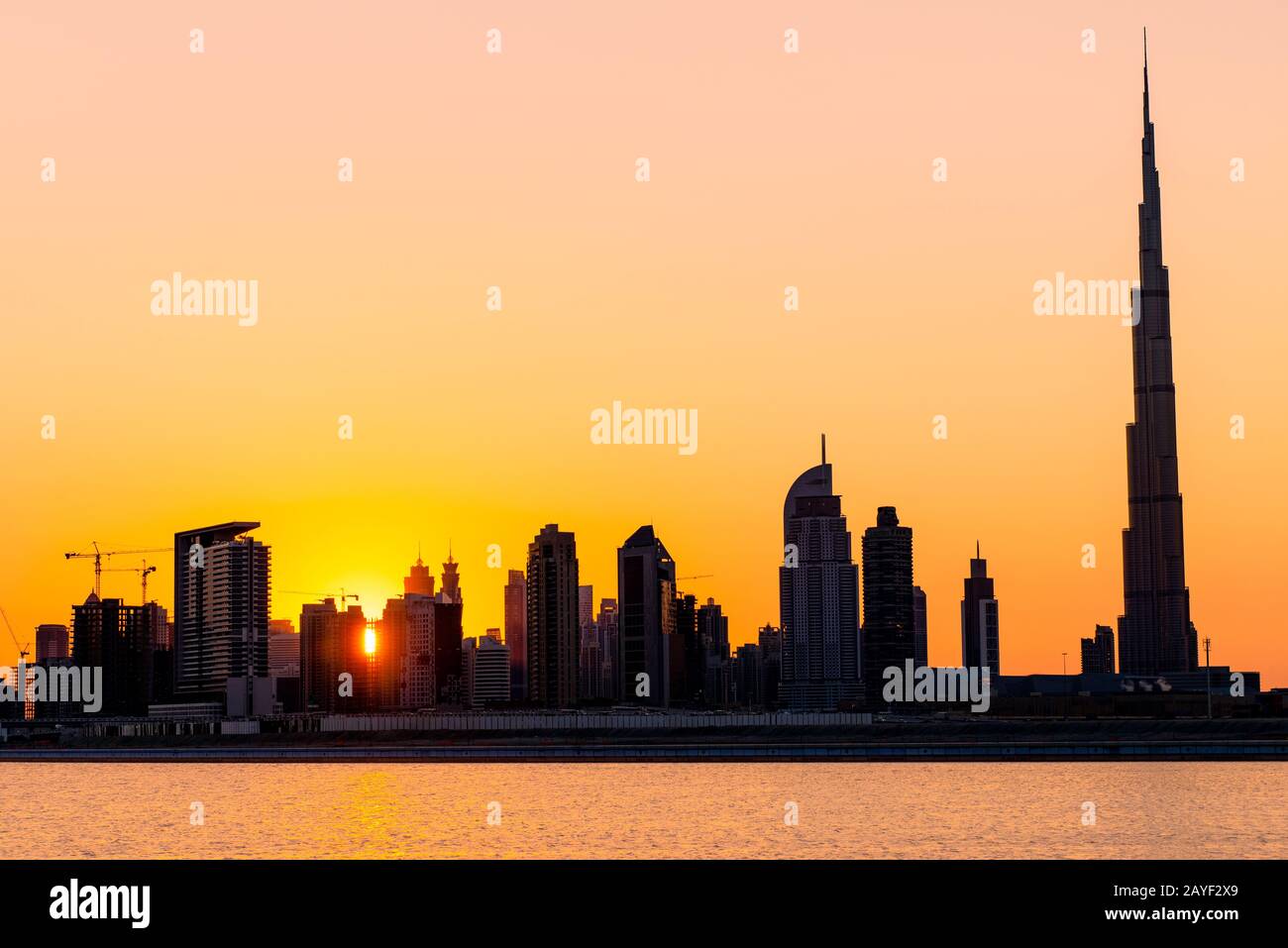 Dubai downtown skyline, Dubai, United Arab Emirates. Stock Photo