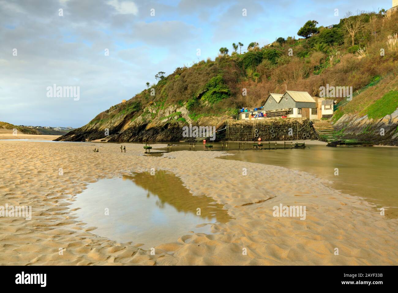 The Gannel Estuary, near Newquay in Cornwall. Stock Photo