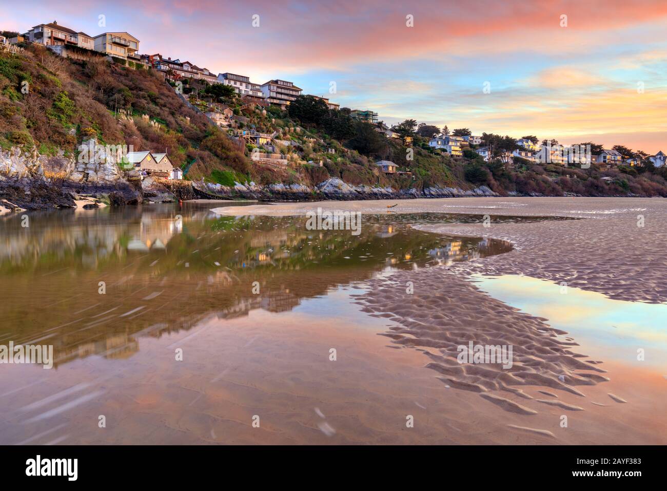 The Gannel Estuary, near Newquay in Cornwall. Stock Photo