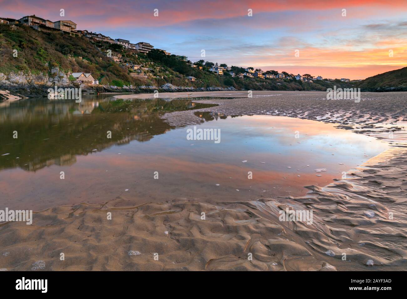The Gannel Estuary, near Newquay in Cornwall. Stock Photo