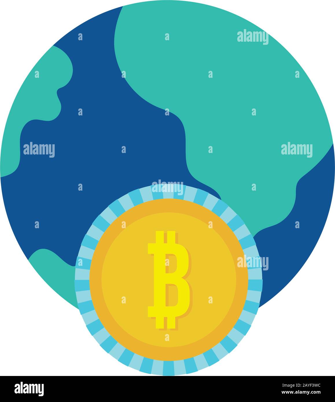 bitcoin money with world planet flat style Stock Vector Image & Art - Alamy