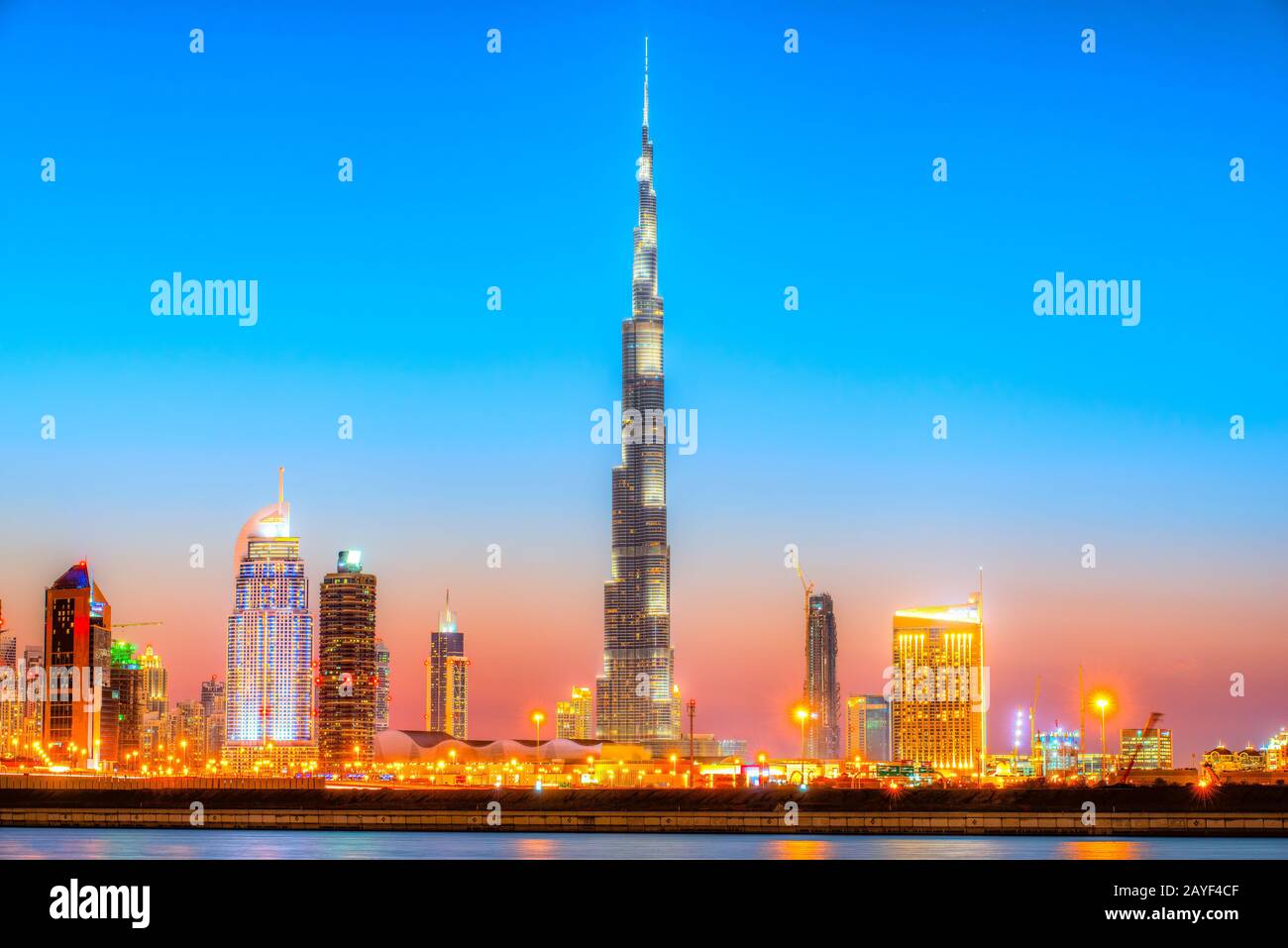 Dubai downtown skyline, Dubai, United Arab Emirates. Stock Photo