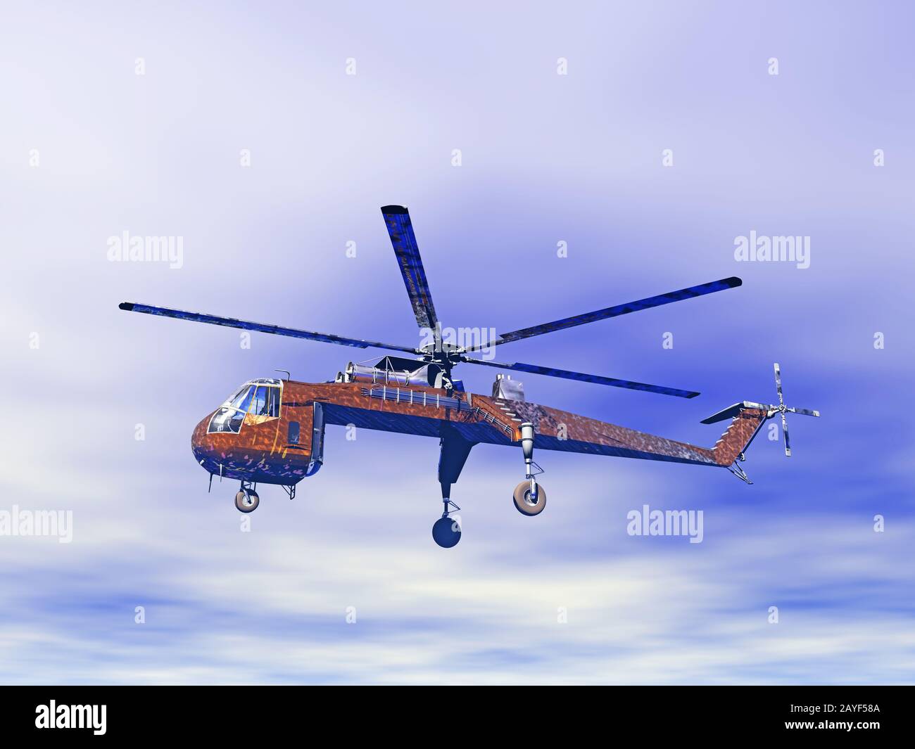 Cargo helicopter in the air Stock Photo