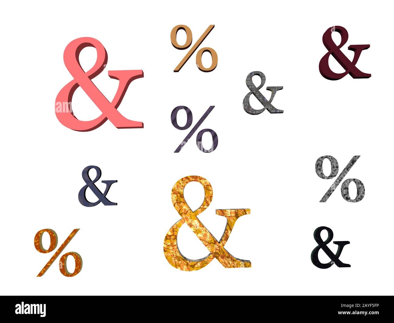 colorful percent signs and commercial signs Stock Photo