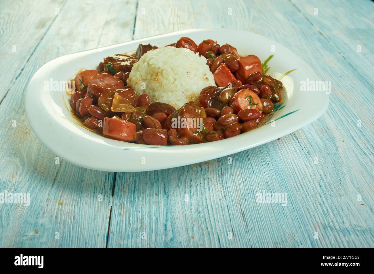 Chicken Andouille Sausage with Red Beans and Rice Stock Photo Alamy