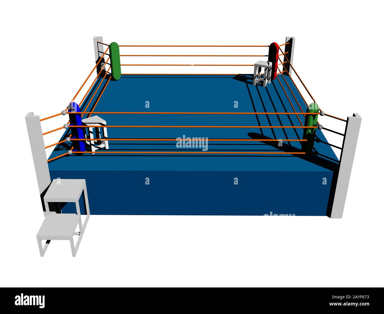 Boxing ring with ropes and stair Stock Photo